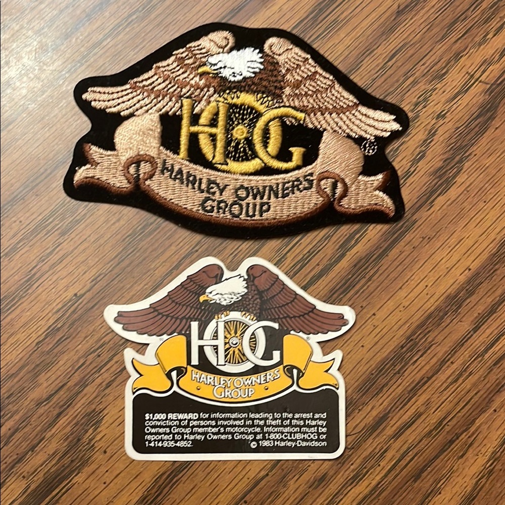 HOG patch and Reward $’s sticker set Harley Owners Group Eagle Emblem Patch
